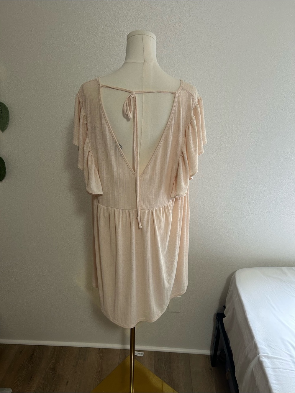 ASOS Blush Cream Mini Dress with Button Front - Picture 2 of 4